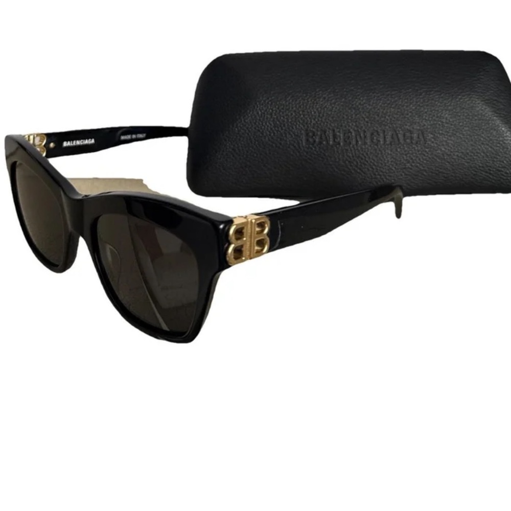 Balenciaga Black Sunglasses with Gold BB
